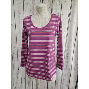 LuLaRoe Women's Small Lynnae Striped Hi-Lo Long Sleeve T-Shirt Top Preppy‎  NEW